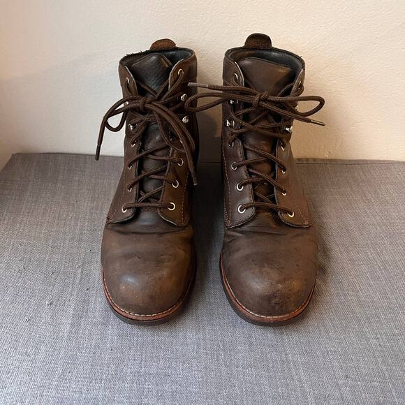 WORX by Red Wing Shoes Womens 6.5M Brown Leather Work Boots Safety Steel Toe - Picture 2 of 10